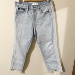 KanCan Womens Raw Hem Light Wash Jeans Side Stripe Size 28